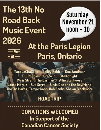 13th Annual No Road Back Music Event – 21 Nov